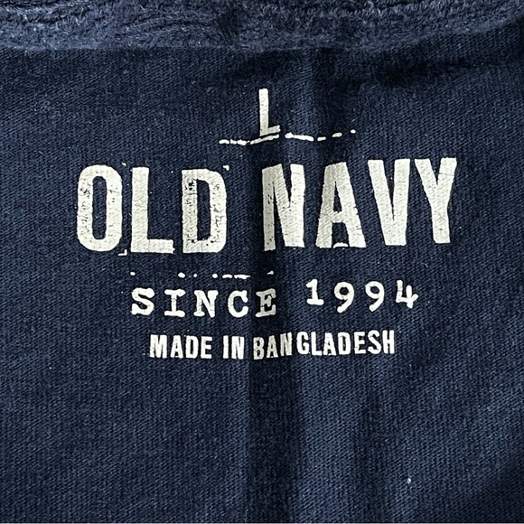 Old Navy size large navy blue long sleeve tshirt stitched writing EUC - Picture 6 of 7